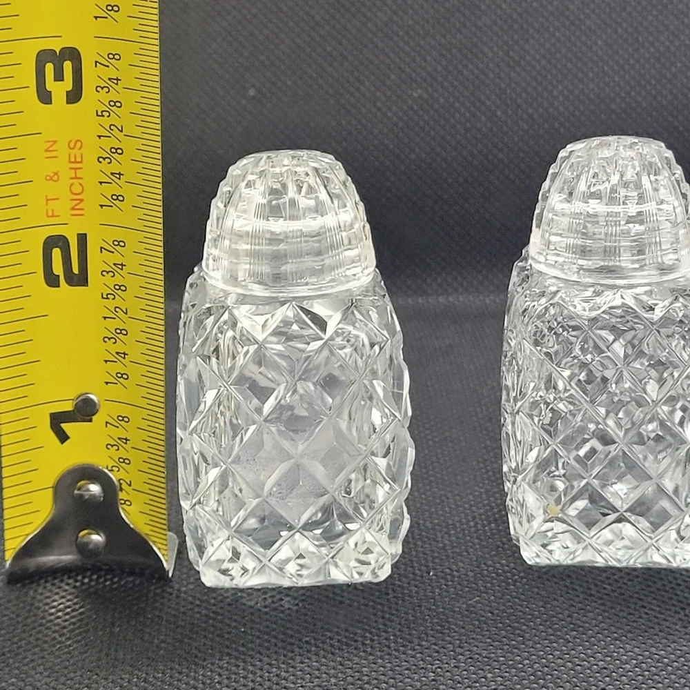 VTG Bohemia Cut Glass Salt & Pepper Shakers Screw On Set 2